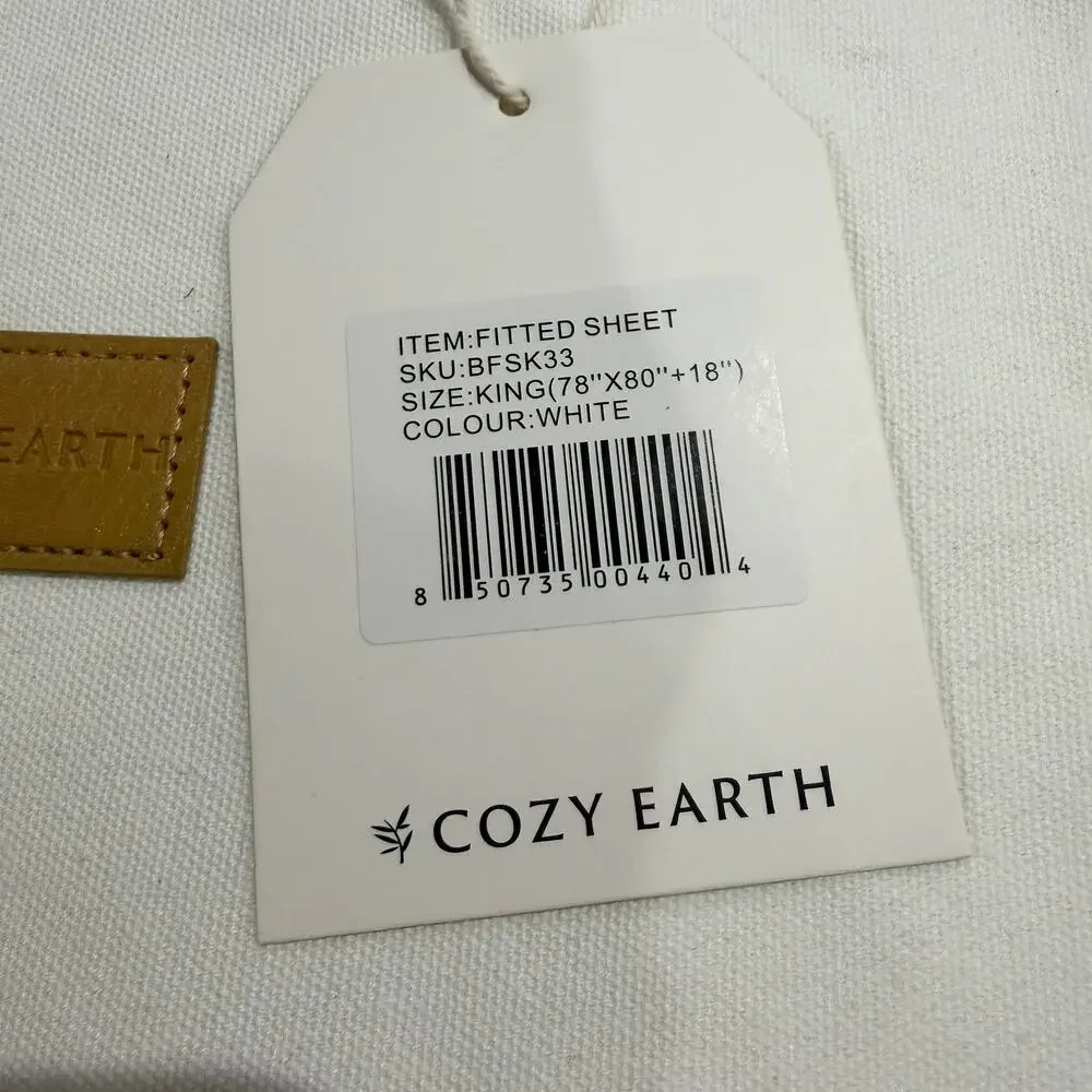New Cozy Earth KING Size White Fitted Sheet, 100% Viscose from Bamboo, Free Tote